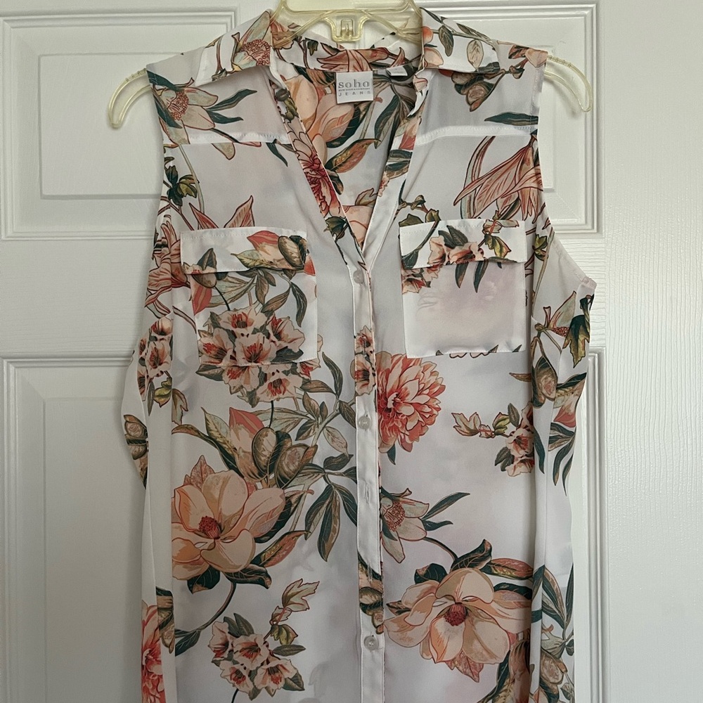 Soho floral Sleeveless Blouse Notched Collar